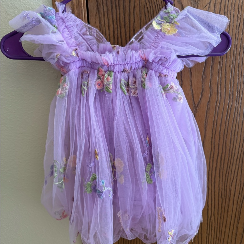 Purple Floral Tulle Fairy Dress